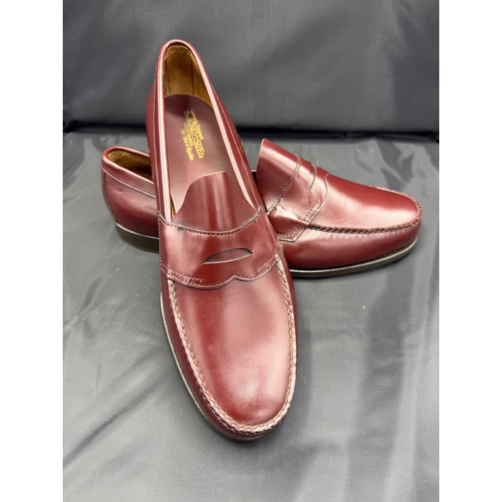 Vintage King-Size Co Mens 16 W Burgundy Leather Penny Loafers Made Belgium